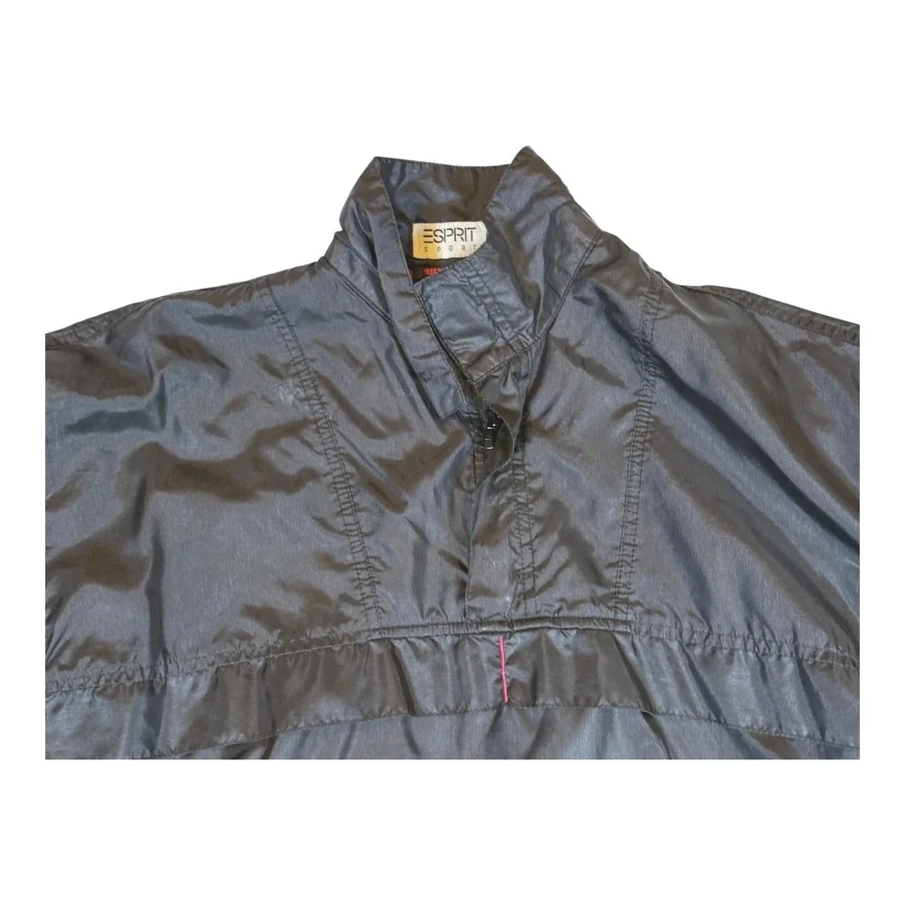 Vintage Esprit Sport Windbreaker‎ Jacket Black Nylon Mens Small 90s